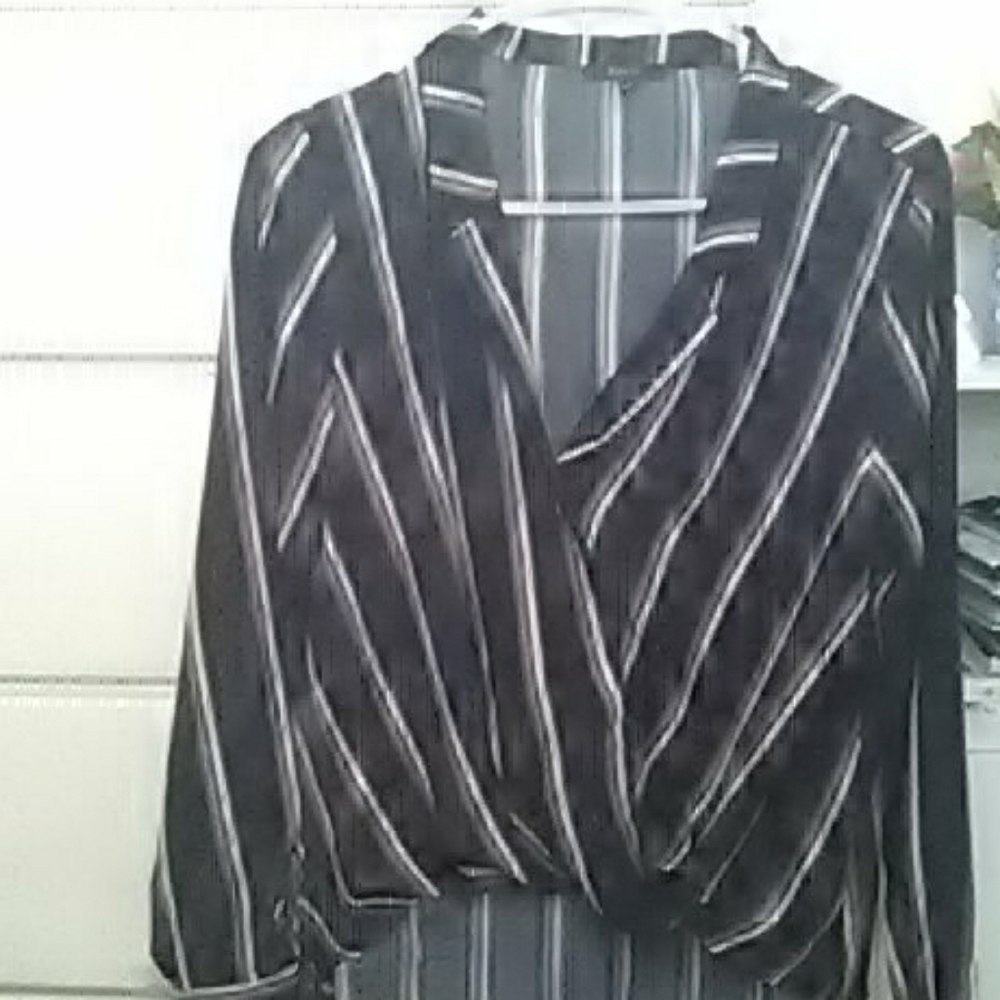 Navy blue striped blouse